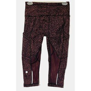 New Lululemon Outrun Shatter Weave Dust Coral Plum Black 17" Crop Leggings Sz 4